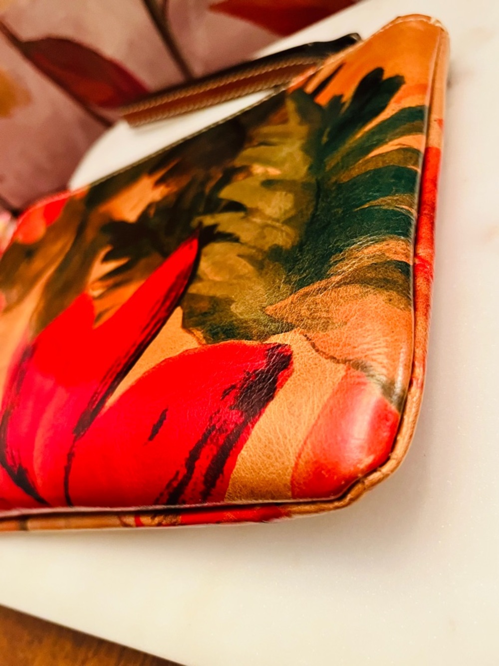 Patricia Nash Red Floral Wristlet Clutch with Green Accents - Picture 6 of 11